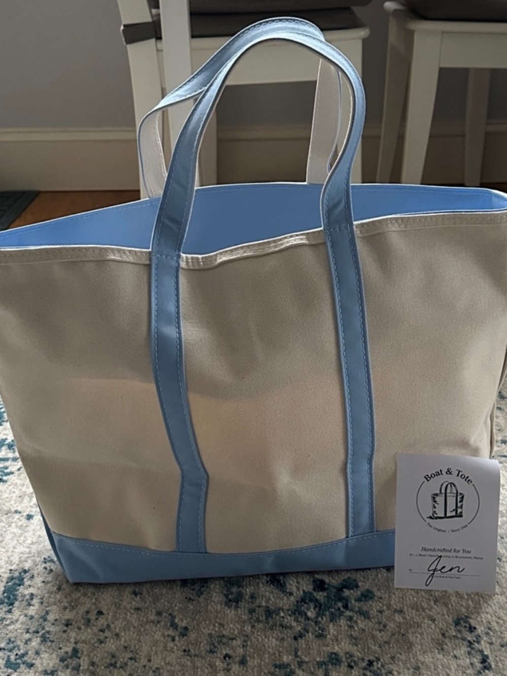 L.L. Bean Boat & Tote Large seaboard baby blue Canvas Bag NWT USA Made